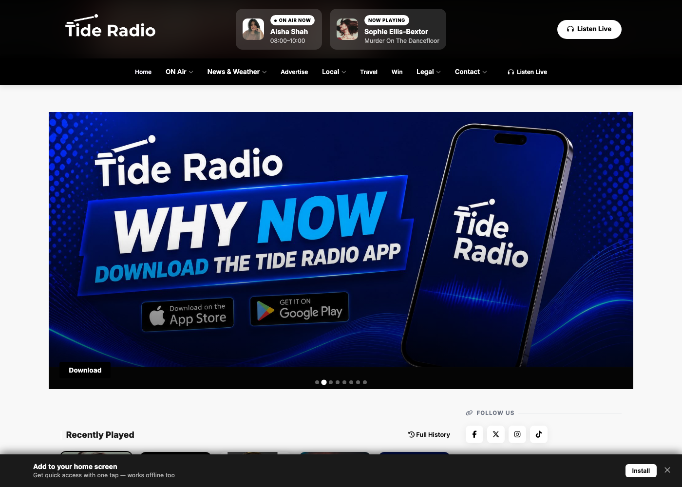 Tide Radio website