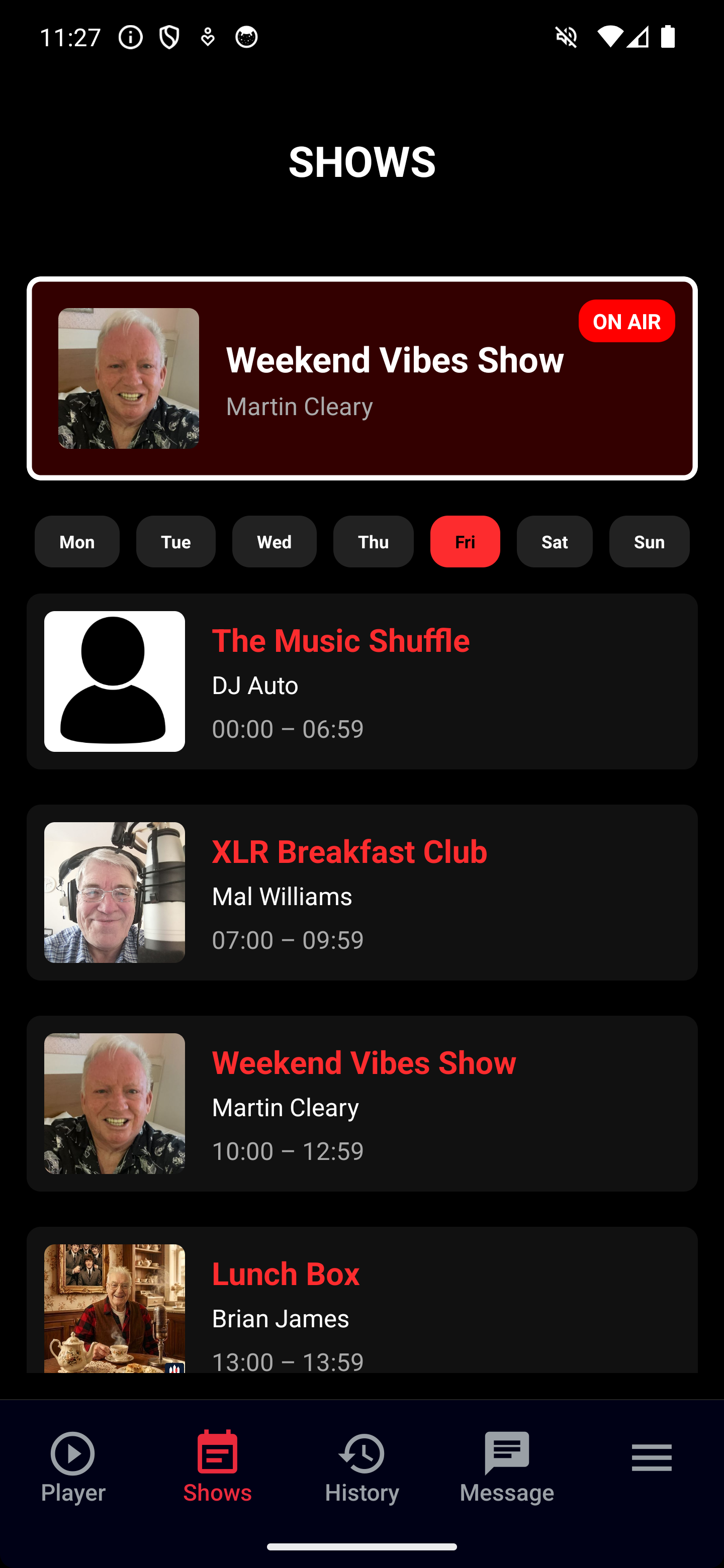 Schedule and presenter shows