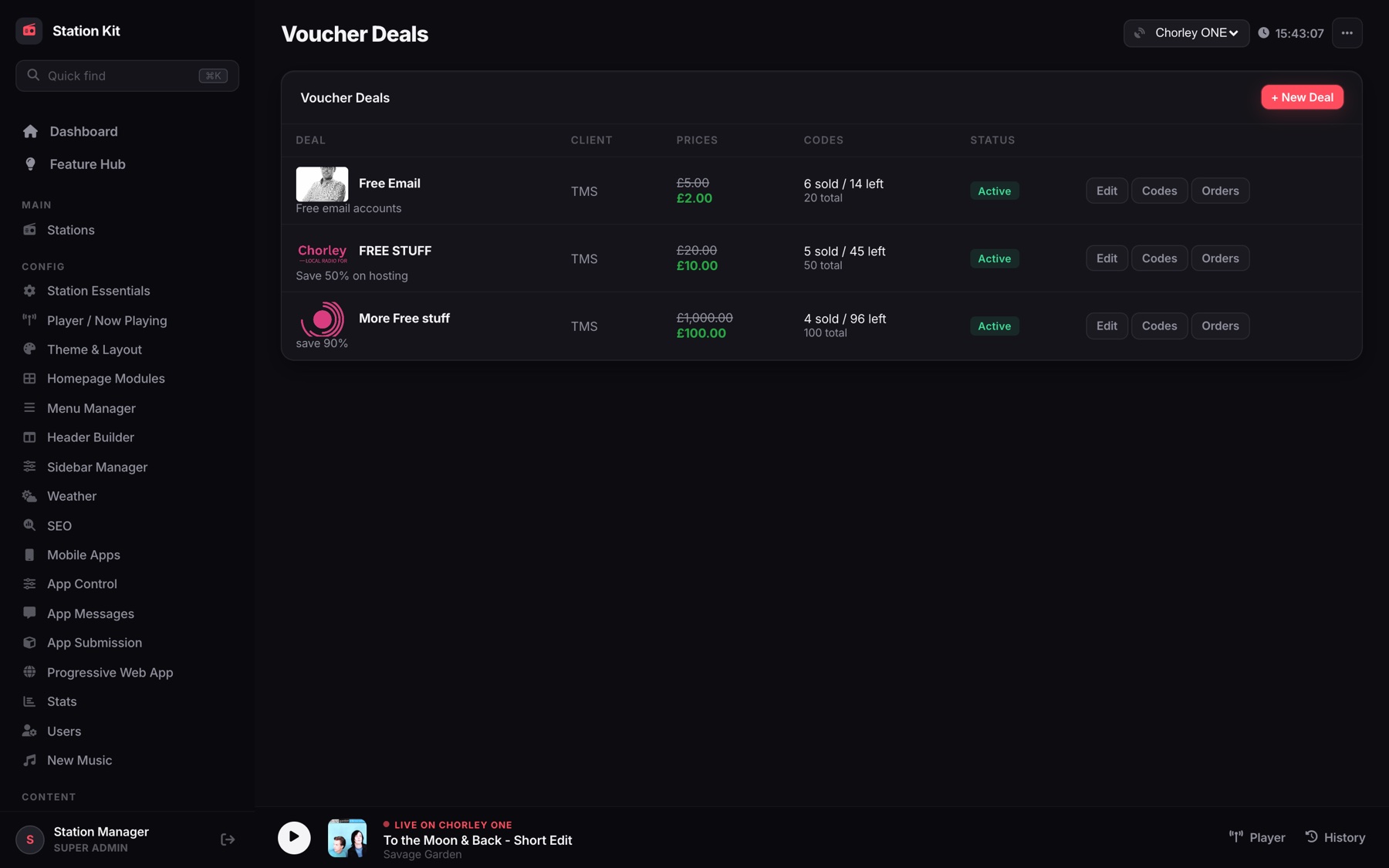 Station Kit voucher deals with prices and codes sold